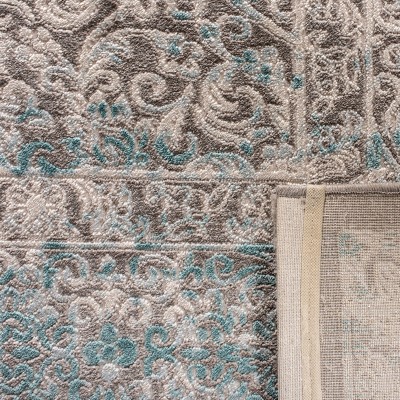 Ivory and Turquoise Hand-Knotted Rectangular Area Rug