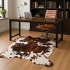 Home Mart Goods Tri-Color Cowhide Brown Black White Handmade Soft Large Cow Hide Cow Skin Leather Animal Area Rug - 6' x 7' Feet - 2 of 4