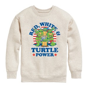 Boys' - Teenage Mutant Ninja Turtles - Red White Turtle Power Graphic Long Sleeve Fleece Sweatshirt - 1 of 4