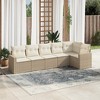 vidaXL 6 Piece Patio Sofa Set with Cushions Beige and Cream Poly Rattan - Without Table - 2 of 4