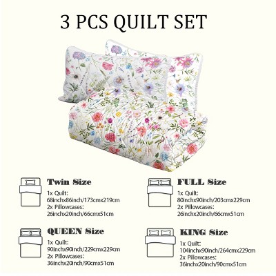 Boersma Red Floral Quilt 3 Pieces Microfiber Quilt Sets Lightweight Bedspreads Botanical Coverlets Quilt Bedding Set All Season Quilts Queen Size