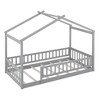 NicBex Twin Size Wood Montessori Bed with House Shaped Frame,Floor Bed with Safety Fence,Modern Toddler Bed for Bedroom - 4 of 4