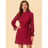 Allegra K Women's Elegant Ruffle Crew Neck Formal Elegant Mini Floral Lace Dress - 2 of 4