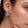Women's Veined Stud Earrings - Light Blue - 4 of 4
