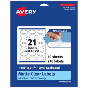 Avery Matte Clear Labels,  1-1/8" x 2-1/4" Oval Scalloped - 1 of 4