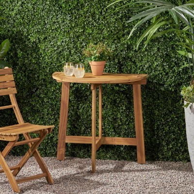 NicBex Outdoor Side Tables Half-Round Folding Bistro Table, Space-Saving Acacia Wood Patio Table for Balcony & Breakfast Nooks
