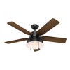 52" LED Mill Valley Damp Rated Ceiling Fan Black - Hunter: Rustic Farmhouse Style, 5 Blades, Remote Controlled - 2 of 4