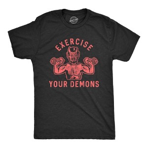 Mens Exercise Your Demons T Shirt Funny Halloween Fitness Workout Devil Graphic Tee - Crazy Dog Men's T Shirt - 1 of 4