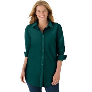 Woman Within Plus Size Perfect Long Sleeve Shirt - 1 of 4