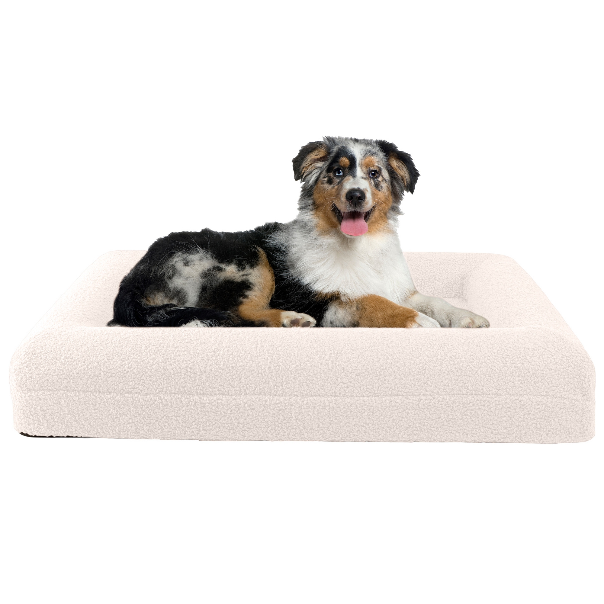 PETMAKER 33in Medium Dog Bed with Bolster, Cream