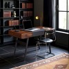Black And Mahogany Wood Desk With Drawers, Metal Writing Table Design - 3 of 4