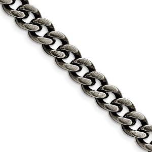 Black Bow Jewelry Men's 9.25mm Stainless Steel Antiqued Curb Chain Necklace - 1 of 4