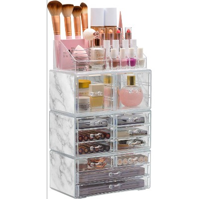 Sorbus Cosmetic Makeup and Jewelry Storage Case Tower Display Organizer - Marble