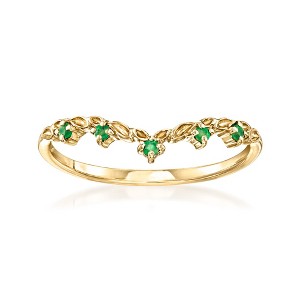 Ross-Simons Emerald Floral Ring in 14kt Yellow Gold Size 7 : Target