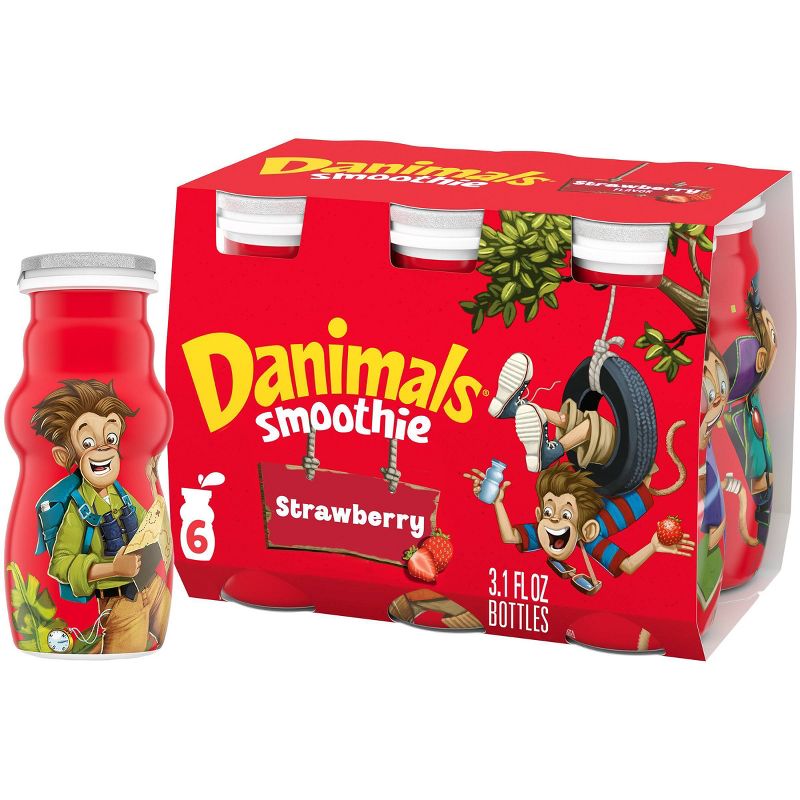 Danimals Strawberry Kids&#39; Smoothies - 6ct/3.1 fl oz Bottles, 1 of 23