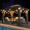 Patio Double Roof Permanent Hardtop Gazebo Pergola with Curtains - 3 of 4