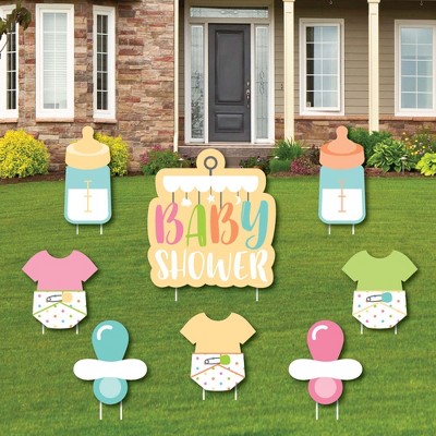 Big Dot of Happiness Neutral Baby Shower - Yard Sign and Outdoor Lawn Decorations - Baby Shower Yard Signs - Set of 8