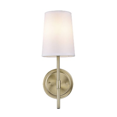 Clarissa Matte Brass Vintage Lantern Wall Sconce with White Shade