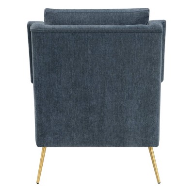 Mid-Century Slate Blue Accent Chair with Gold Legs