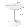 FONTOI 31.50" Octagonal End Table with Metal Pedestal, Side Table with Marble Pattern Table Top for Living Room Bedroom Small Space, White, - 3 of 4