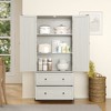 70" Tall Kitchen Pantry Storage Cabinet with 2 Drawers and 3 Shelves, Minimalist Wood Large Storage Cabinet - 2 of 4