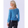 Allegra K Women's Sequin Party Sparkly Glitter Long Sleeve Off Shoulder Top - 3 of 4