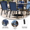 Emma and Oliver Five Piece Patio Table Set with Metal Table with Tempered Glass Top and 4 Flex Comfort Stacking Chairs - 4 of 4