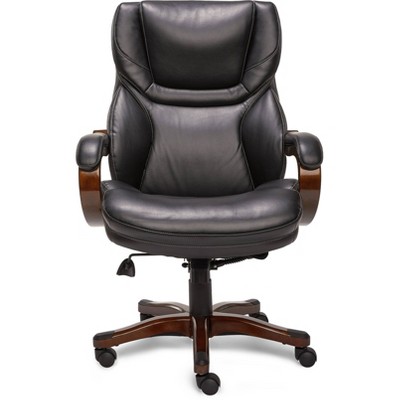 Ergonomic High-Back Swivel Executive Chair in Black Bonded Leather