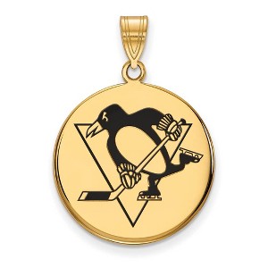 Black Bow Jewelry 14k Yellow Gold Plated Sterling Silver Pittsburgh Penguins NHL Large Pendant - 1 of 3