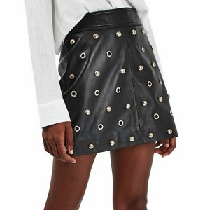 Women's Wo's Leather Grommet Stud Mini Skirt - Topshop - 1 of 3