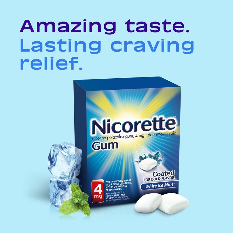 Nicorette 4mg Gum Stop Smoking Aid - White Ice Mint, 3 of 12