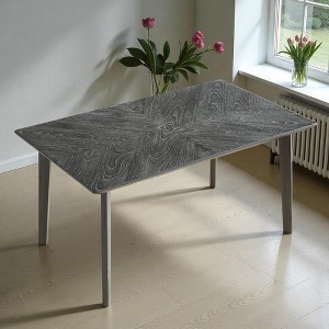 Mshliw Rectangular Dining Table with Ash Wood Veneer Top, Rubberwood Legs, Dining Table, Sofa Table, Seats 4–6, Scratch-Resistant (only table) - 1 of 4