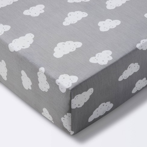 Crib Fitted Sheet Clouds Cloud Island Gray Target