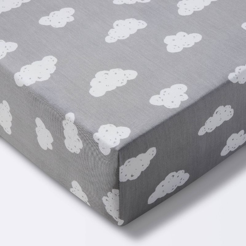Crib Fitted Sheet Clouds - Cloud Island&#8482; Gray, 1 of 7