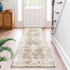 2 x 6 ft Polyester  Imitation Gray Blue Rectangular Hallway Bathroom Entryway Kitchen Office Foldable Flower Printed  Washable Area Ru - 2 of 4
