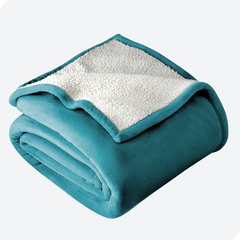 Caribbean Sea Full queen Faux Shearling Fleece Blanket By Bare Home Target