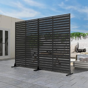 Black Galvanized Sheet Screen with Eight-Fold Louvers, 183cm x 120cm x 40cm, for Aesthetic Partitioning - 1 of 3