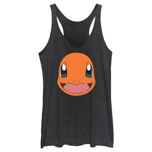 Women's Pokemon Charmander Smile Racerback Tank Top - Black Heather ...