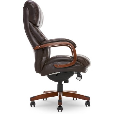 Brown Leather High Back Executive Swivel Chair with Fixed Arms