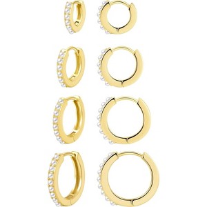 Small Gold Huggie Hoop Earrings Set for Women Men Hypoallergenic 14K Plated Stack Cartilage Earrings, Multiple Piercing - 1 of 4