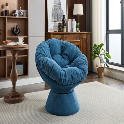 FURNIinspire Accent Chair Oversized Swivel Accent Chair 360 Swivel Barrel Chair Papasan Chair For Living Room Bedroom, Blue, 36.62"*24.80"*17.32"
