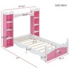 Twin Size Castle Platform Bed with Bookcase, Wooden Storage Bed Frame for Girls, Platform Beds with Shelves for Kids Bedroom - 3 of 4