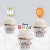 Big Dot of Happiness Cheerful Happy Birthday - Cupcake Decoration - Colorful Birthday Party Cupcake Wrappers and Treat Picks Kit - Set of 24 - 3 of 4