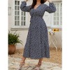 YESFASHION Women Plus Size Maxi Long Sleeve V-Neck Wrap Casual Tie Waist Long Dress - 4 of 4