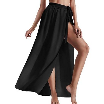 AI'MAGE Sarong Wraps for Women Long Chiffon Swimsuit Coverup Tie Sarong Sheer Floral Bathing Suit Cover Up Skirt
