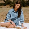 Women's Light Blue Denim Collared Button Up Mini Shirt Dress - Cupshe - 2 of 4
