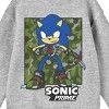 Sonic Prime Sonic On Camo Background Crew Neck Long Sleeve Athletic Heather Youth Sweatshirt - 2 of 2