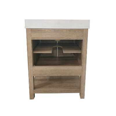 Vega 24'' Brown MDF Bathroom Vanity with Carrara Marble Top