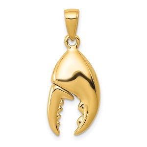 Black Bow Jewelry 14k Yellow Gold 3D Moveable Stone Crab Claw Pendant - 1 of 4