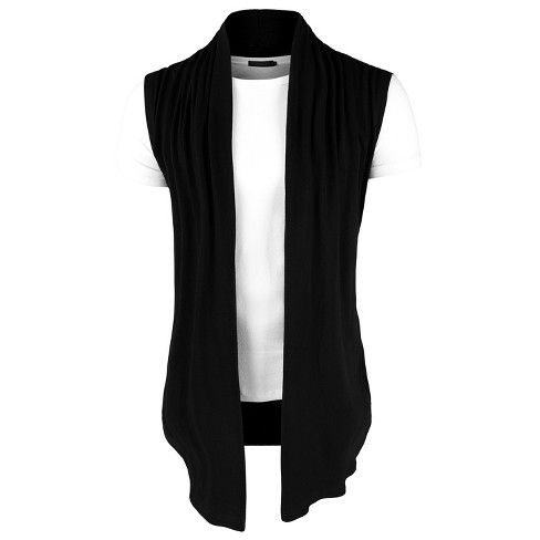 Lars Amadeus Men s Casual Open Front Sleeveless Irregular Hem Cardigan Vest Target